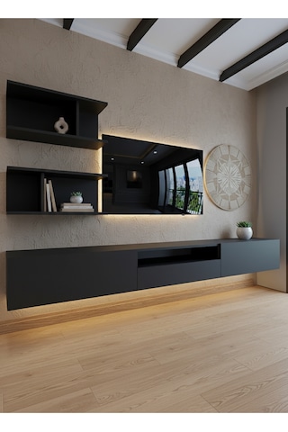 Resital Ledli Duvara Monte Tv Sehpası - Antrasit - W6015-4 Antrasit
