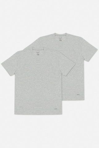Kom James Bisiklet Yaka 2'li Erkek Tshirt - Gri
