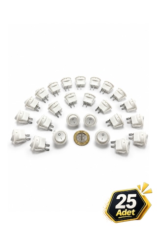 Yuvarlak Işıksız Anahtar Beyaz 2 Pin 23 Mm 25 Adet Aç Kapa On-off Işıksız Switch Buton 6a/250vac 10a/125vac