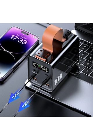 Venandin Opulix Pwb60b1 60.000 Mah Led Göstergeli 120w 22.5w Hızlı Kendinden Kablolu Powerbank Siyah