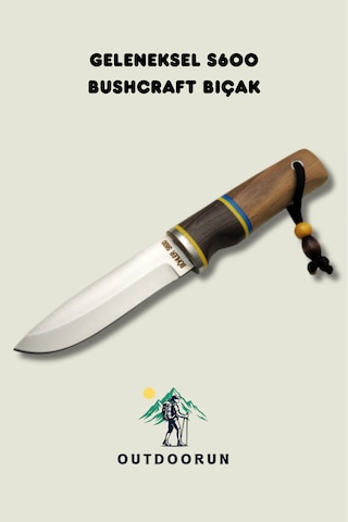 Geleneksel S600 Bushcraft Kamp Bıçak - 23 Cm Kahverengi