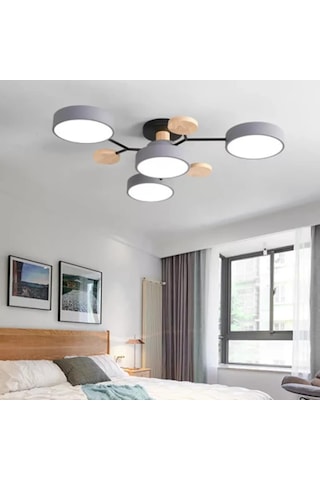 Simaavize Modern Ahşap Led Avize 4 Lü