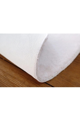 Krem Fluffy Yuvarlak Post Peluş Halı Antibakteriyel Kaymaz Taban