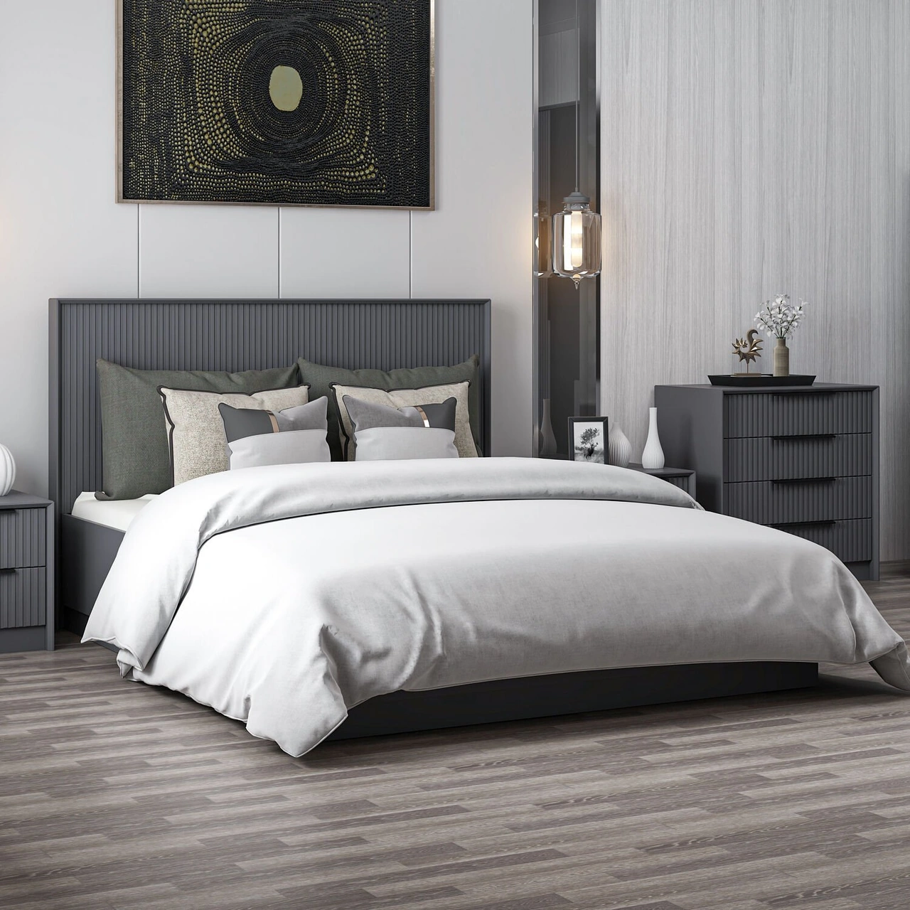 Kale Luxe 160x200 Baza Başlık Seti - Antrasit 160 x 200 CM