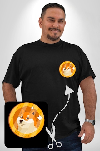Angemiel Doge Coin Siyah Büyük Beden Kadın Basic Minimal Baskılı Tişört Siyah