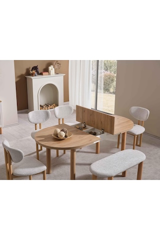 Masal Yemek Masası 90x156 Cm Beyaz - Kahverengi