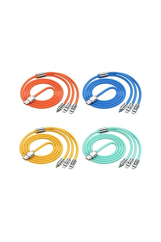 Fonken 3 In 1 6A Usb Hızlı Şarj Kablosu Mikro Usb/tip-c/ios Şarj Kablosu Huawei Samsung Xiaomi İçin Sarı