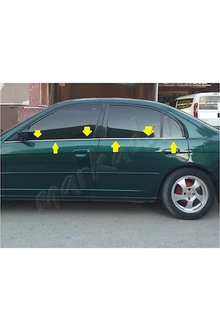 Honda Civic Krom Cam Çıtası 2001-2005 4 Parça Paslanmaz Çelik