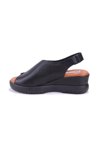 Dagoster Dza07-9972521405 Siyah Günlük Ortopedik Deri Kadın Sandalet Siyah