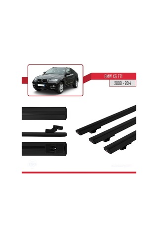 Bmw X6 E71 2008-2014 Arası İle Uyumlu Basic Model Ara Atkı Tavan Barı Siyah 3 Adet