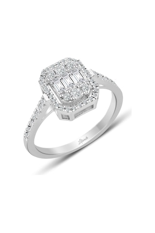 Modern Tasarım 0.55 Ct Baget Kare Tektaş Yüzük