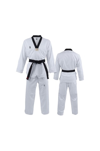 Fitilli Siyah Yaka Taekwondo Elbisesi Dobok Beyaz