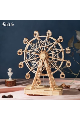 Rolife Tgn01 Dönme Dolap Görünümlü Müzik Kutusu Music Box Ferris Wheel Dıy Minyatür Maket Model Seti Ahşap 3d Wooden Puzzle 3d Model Kit Detaylı Dekoratif Hobi Seti Ahşap Maket