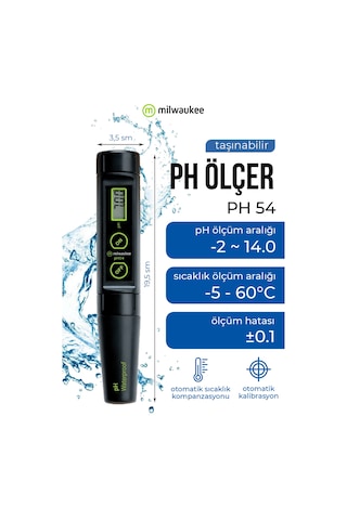 Milwaukee Ph54 Su Geçirmez Ph Metre Hassas Dijital Ph Ölçüm Cihazı