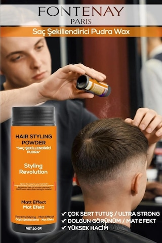 Fontenay Saç Şekillendirici Pudra Toz Wax Ultra Strong Turuncu + Şekil Tarağı + Saç Sprey 3'lü Set