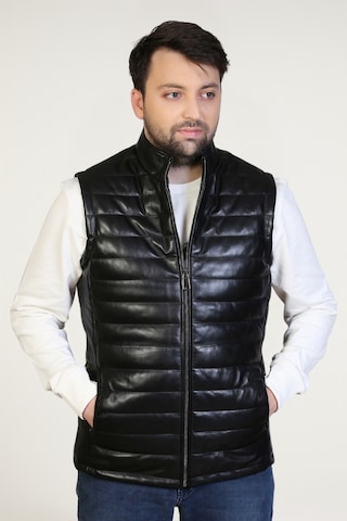 Derije Ramos Hakiki Deri Erkek Siyah Şişme Yelek