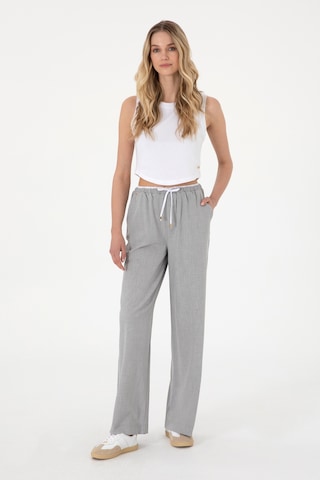 U.S. Polo Assn. Kadın Gri Bel Detaylı Loose Fit Kanvas Pantolon 50309118-VR024
