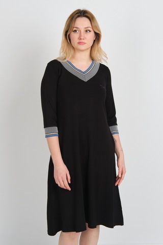 Sistas Kadın V Yaka Yarım Kol Kelebek İşlemeli Çift Cepli Elbise 24426 Siyah Siyah