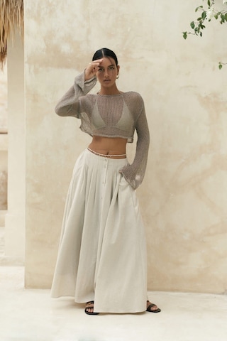 Mai Collection Mai Studios Co. Daisy Vizon İnce Triko Crop Vizon