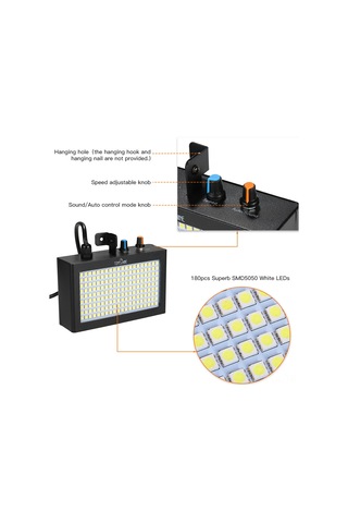 Padalink 180 Ledli Beyaz Işık Stroboskop Lambası - Otomatik Ve Ses Kontrollü, 90-240v, 35w, Demir Gövde Diğer