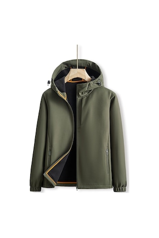 Erkekler İçin Açık Hava Spor Günlük Kapüşonlu Ceket Yeşil