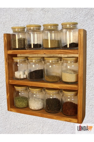 Doğal Ahşap Baharatlık Standı, Tezgah Üstü Düzenleyici, Ahşap Raf