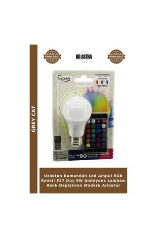 Uzaktan Kumandalı Led Ampul Rgb Renkli E27 Duy 9w Ambiyans Lambası Renk Değiştiren Modern Armatür