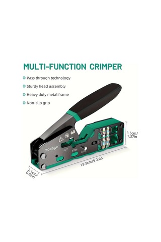 Xuweiwei Zoerax Yeşil Rj45 Ethernet Sıkma Aracı Metal Saplı Ağ Kablosu Soyucu Kesici Rj11 Rj12 Rj45 Konnektörler İçin