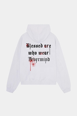 Unisex Oversize Hoodie - Blessed Are Who Wear Tasarım Sweatshirt Beyaz