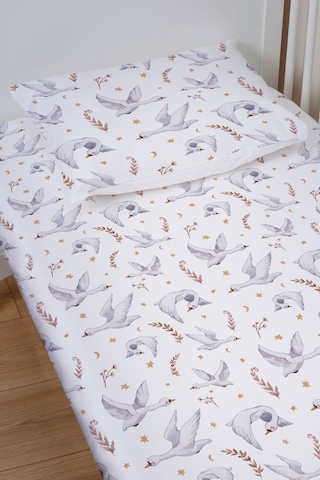 Organik Bebek Boy Lastikli Çarşaf Seti 70x130 - Kuğu Dansı