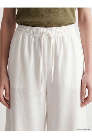 Lcw Comfort Beyaz Beli Lastikli Geniş Paça Kadın Pantolon