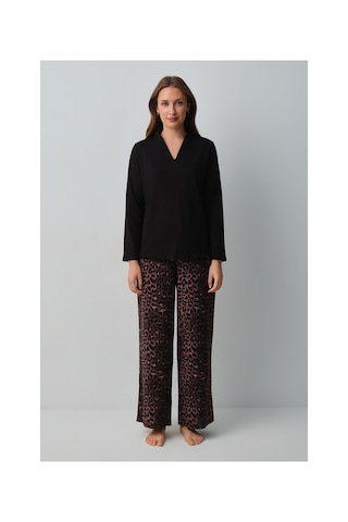 Suwen Meloni Leopar Pijama Takımı Wsh10510149911 Siyah