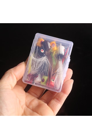 Neevoyu "10'lu Yüzey Yem Seti - Sunfish, Alabalık Ve Bass İçin No.8 Kancalı Popper Fly"