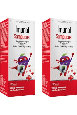 Orzax Imunol Sambucus Nigra Vişne Aromalı Şurup 2 x 150 ML