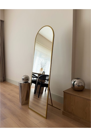 Effe Gold Metal Çerçeveli 160x40 Cm Oval Ayaklı Boy Aynası