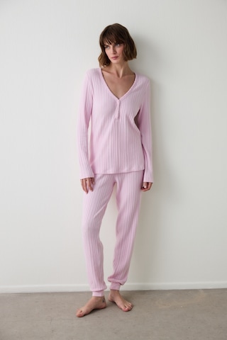 Penti Açık Pembe Cozy Time V Yaka Uzun Kollu Termal Etkili Pijama Takımı