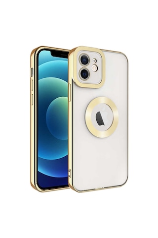 Apple iPhone Uyumlu 11 Kılıf Kamera Lens Korumalı Logo Gösteren İnce Hafif Goocamp Altın