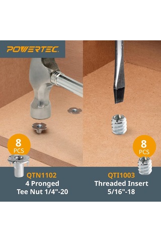 Powertec 71173 Düzenek Ve Sabitleme T-track Donanım Kiti, Düğmeli