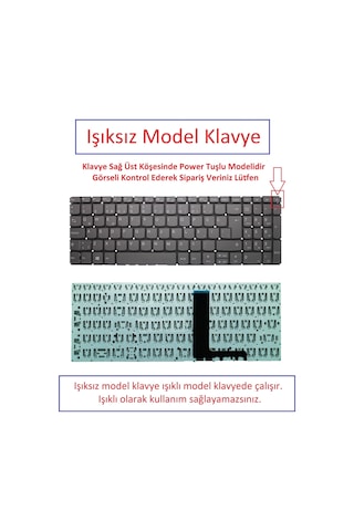 Işıksız, Uyumlu Notebook Klavye - Lenovo V15-ııl Model 82c5 - Sağ Üst Power Tuşlu
