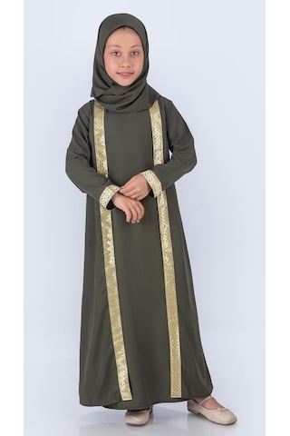 Medine İpek Kumaş Eşarplı Tesettür Namaz Elbise M00742 Yeşil