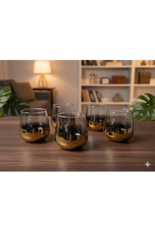 Çnr Home Collection Lav Titanyum Gold Kisa Bardak Gold
