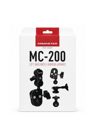 Knmaster Mc-200 360 Ayarlanabilir Motosiklet Çift Yengeç Kelepçeli Double Clamp Aksiyon Kamera Destek Aparatı 17 Cm