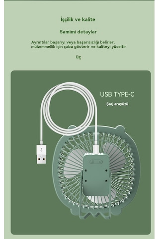 Eternal Luck Masaüstü Gece Lambası Şarj Edilebilir Fan Mavi