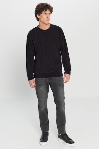 AC&Co / Altınyıldız Classics Erkek Sıyah Standart Fit Normal Kesim Bisiklet Yaka Sweatshirt Polar Siyah