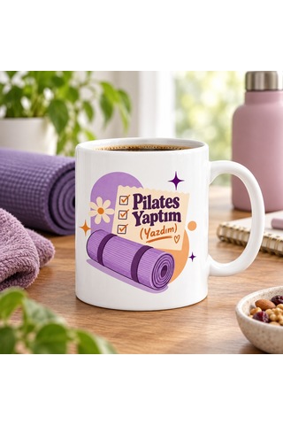 En-cag Pilates Molası Tasarımlı Porselen Kupa - Model 353 Bss