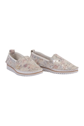 Napa Shoes Çiçek Desenli Rahat Taban Esnek Yapılı Günlük Konforlu Babet Ayakkabı Napa-108f Beyaz