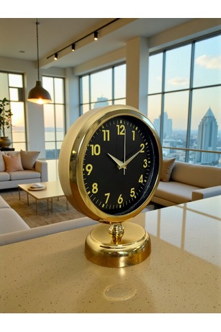 Büro Ev Ofis Hediyesi İçin 25x20cm Golden Metal Klas Masa Saati Diğer