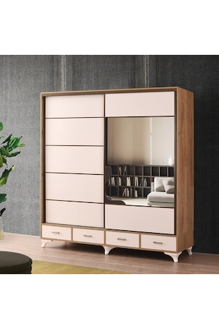 Beenal Mars Sürgülü Kapaklı Şifonyerli Gardırop 200 CM