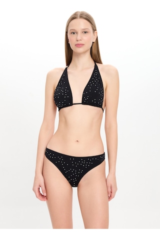 Toosalty Kadın Taşlı Geniş Üçgen Bikini Takımı Siyah