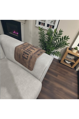 Desenli Katlanabilir Koltuk Yanı Sehpası 2li Coffee Desen Kahverengi